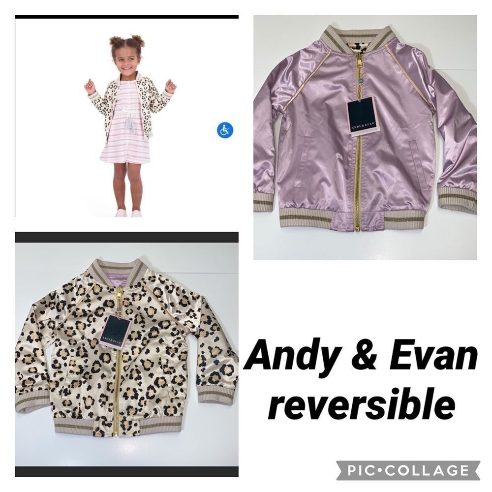 🔥Andy & Evan  reversible jacket Leopard Bomber Sz 3 New